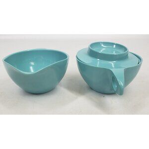 MCM Melmac Creamer and Sugar Bowl With Lid by Maplex Toronto Canada Melamine Vtg